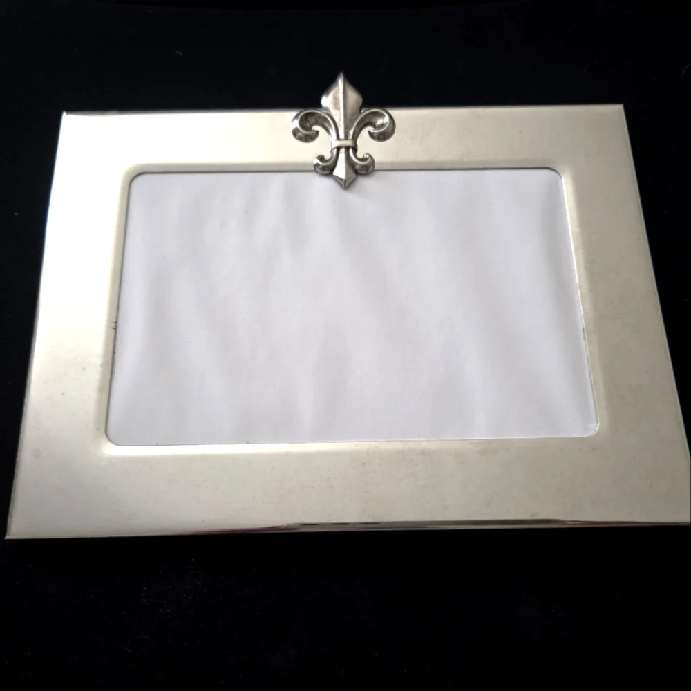Burnes of Boston Silver Metal Fleur De Lis Photo Frame